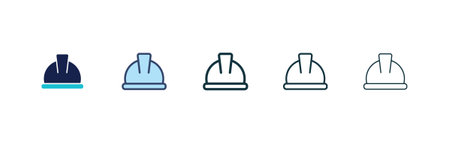 Safety helmet icon set. Stock vector srt on white backgound. EPS 10