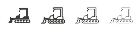 Bulldozer icon set. Stock vector set on white backgound. EPS 10のイラスト素材