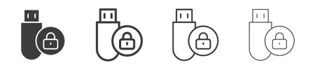 Pendrive security icon set. Stock vector set on white backgound. EPS 10のイラスト素材