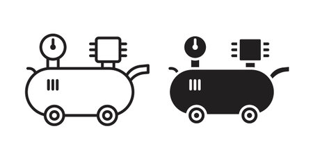 Air compressor iconset on white background. Eps 10 stock vectorのイラスト素材