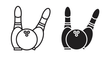 Bowling pins with ball iconset on white background. Eps 10 stock vectorのイラスト素材
