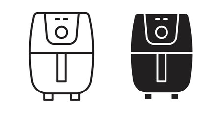 air fryer iconset on white background. Eps 10 stock vectorのイラスト素材