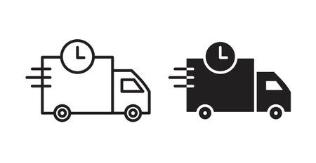 Fast delivery truck iconset on white background. Eps 10 stock vectorのイラスト素材