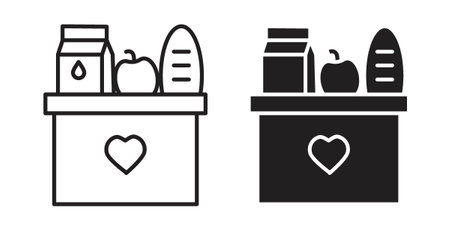 Food donation iconset on white background. Eps 10 stock vectorのイラスト素材