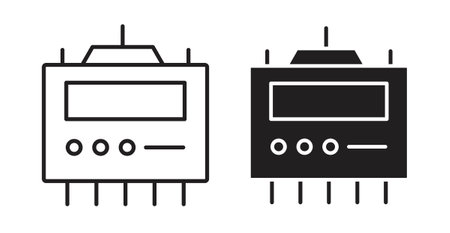 Solar charge controller iconset on white background. Eps 10 stock vectorのイラスト素材