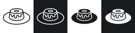 Custard pudding icon set on white background. Eps 10 stock vectorのイラスト素材
