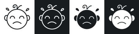 crying baby icon set on white background. Eps 10 stock vectorのイラスト素材