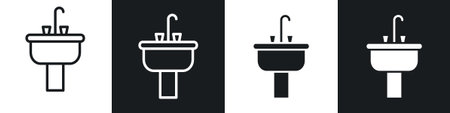 Sink unit icon set on white background. Eps 10 stock vectorのイラスト素材