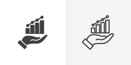 Chart Bar Finance and Hand icon set on white background. Eps 10 stock vectorのイラスト素材