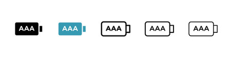 AAA battery icon set. Stock vector set on white background. EPS 10