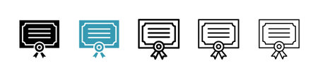 Diploma icon set. Stock vector set on white background. EPS 10