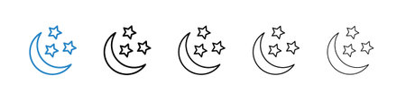 Moon and star icon set. Stock vector set on white background. EPS 10のイラスト素材