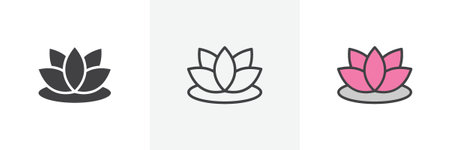 Lotus flower icon set. Stock vector set on white background. EPS 10のイラスト素材
