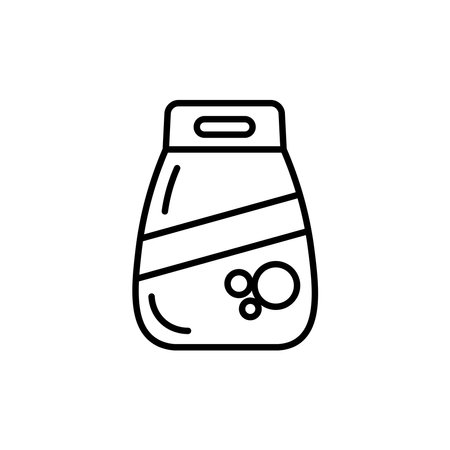 Laundry Detergent Pack Icon Set. Washing Powder bag Vector Symbol in Black Filled and Outlined Style. Clothes Cleaning powder pack Sign.のイラスト素材