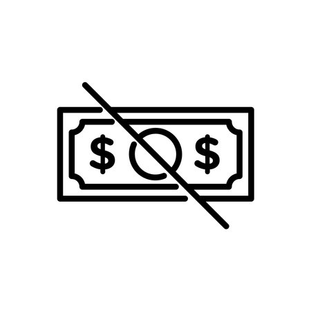 No Money Icon Set. Cash Free and Anti-Bribe Vector symbol in a black filled and outlined style. Financial Integrity Signのイラスト素材