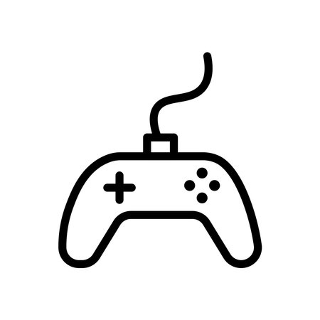 Video game controller icon set. Game control joystick in a black filled and outlined style. Gamer...