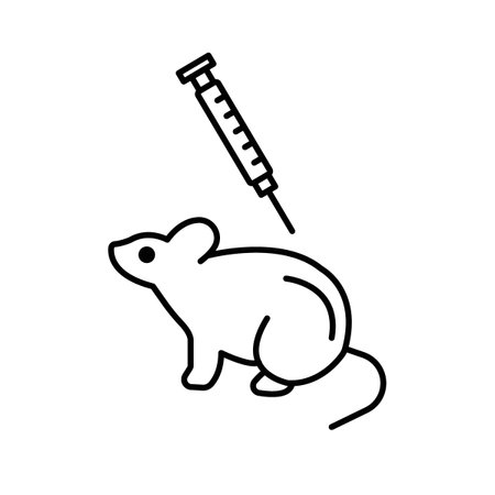 Animal Testing Icon Set. Laboratory Medical Animal Experiment Vector Symbol in a Black Filled and Outlined Style. Ethical Trials Sign.のイラスト素材