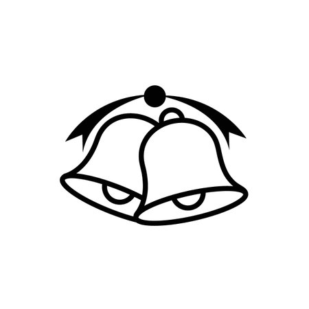 Bell icon set. christmas holiday jingle rings vector symbol in a black filled and outlined style. Wedding handbell shape sign.のイラスト素材
