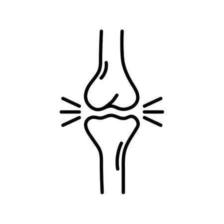 Human Knee Bone Joint Icon Set. Orthopedic Arthritis and Health Vector symbol in a black filled and outlined style. Mobility Support Signのイラスト素材