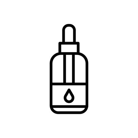 Serum icon set. Facial oil dropper bottle vector symbol in a black filled and outlined style. Skincare anti-aging treatment sign.のイラスト素材