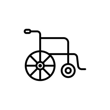 Wheelchair Icon Set. Disabled Medical Aid Vector Symbol in a Black Filled and Outlined Style. Mobility Empowerment Sign.のイラスト素材