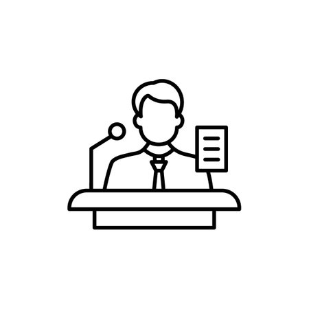 Witness Icon Set. Witness expert legal logo vector symbol in a black filled and outlined style. Truthful Testimony Sign.のイラスト素材