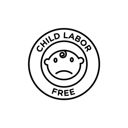 Child labor free icon set.Stop Child Labor vector symbol in a black filled and outlined style.Free Child from labor sign.のイラスト素材