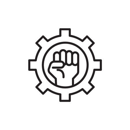 Labor day icon set.Labour day banner vector symbol in a black filled and outlined style.のイラスト素材