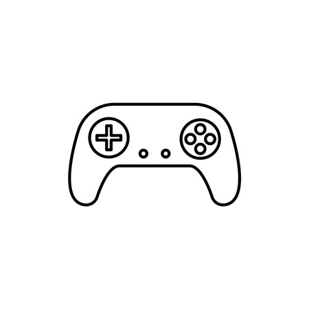 Video game controller icon set. Game control joystick in a black filled and outlined style. Gamer...