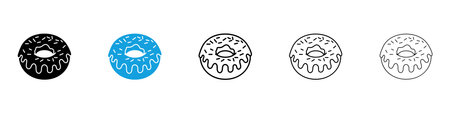 Doughnut icons set. vector in black and blue colorsのイラスト素材