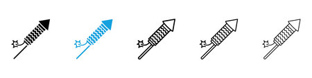 Fireworks rocket signs set in black and yellow and red colorsのイラスト素材
