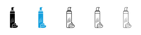 Hair mousse icons set. vector in black and blue colorsのイラスト素材