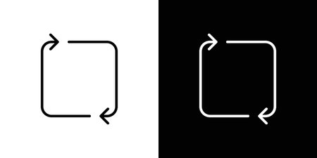 Arrows repeat icon pack with black and white editable stroke lines for graphic design work