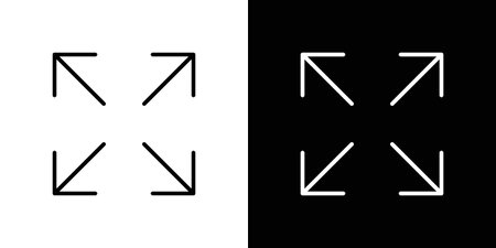 Expand icon pack with black and white editable stroke lines for graphic design work