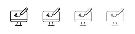 Electronic signature icon design template for web and mobile UI elementのイラスト素材