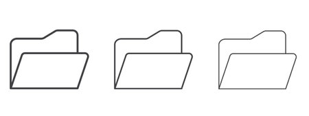 Folder icon vector Graphics. Black thin lines iconsのイラスト素材