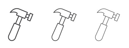 Hammer icon vector Graphics. Black thin lines iconsのイラスト素材