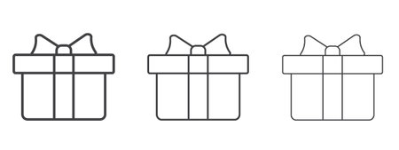 Gift box icon vector Graphics. Black thin lines iconsのイラスト素材