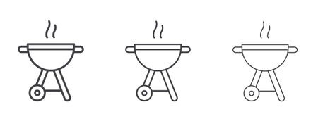 Grill icon vector Graphics. Black thin lines iconsのイラスト素材