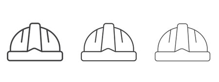 Hard hat icon vector Graphics. Black thin lines iconsのイラスト素材