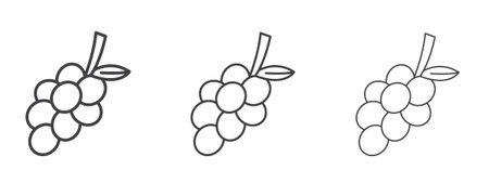 Grapes icon vector Graphics. Black thin lines iconsのイラスト素材