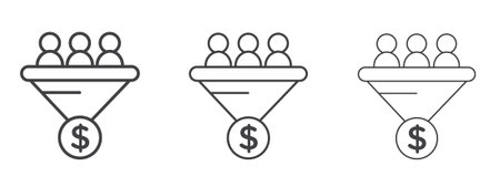 Lead conversion icon vector Graphics. Black thin lines iconsのイラスト素材