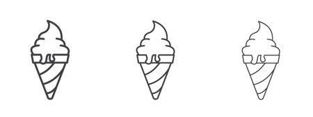 Ice cream cone icon vector Graphics. Black thin lines iconsのイラスト素材
