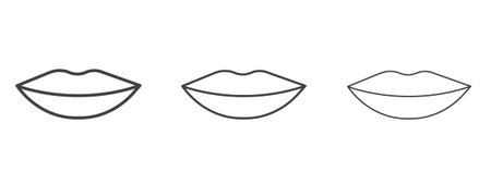 Lips icon vector Graphics. Black thin lines iconsのイラスト素材