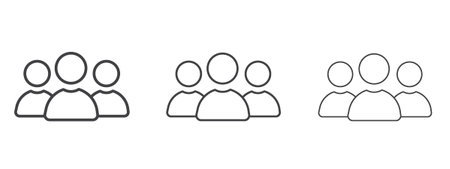 people icon vector Graphics. Black thin lines icons