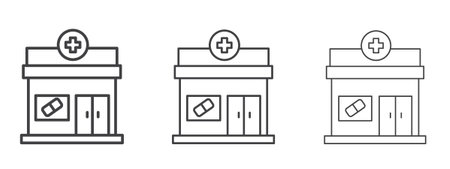 Pharmacy icon vector Graphics. Black thin lines iconsのイラスト素材