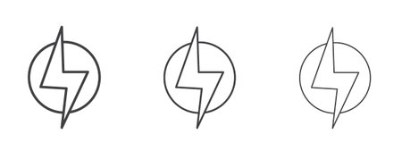 Power icon vector Graphics. Black thin lines iconsのイラスト素材