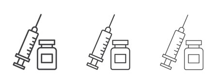 Vaccination icon vector Graphics. Black thin lines iconsのイラスト素材
