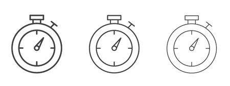 Timer icon vector Graphics. Black thin lines iconsのイラスト素材