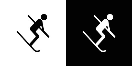 Skiing icon for web design. solid vector iconsのイラスト素材